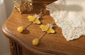 Embroidered Earrings|Handmade Yellow Butterfly Embroidered| 925 Sterling Silver