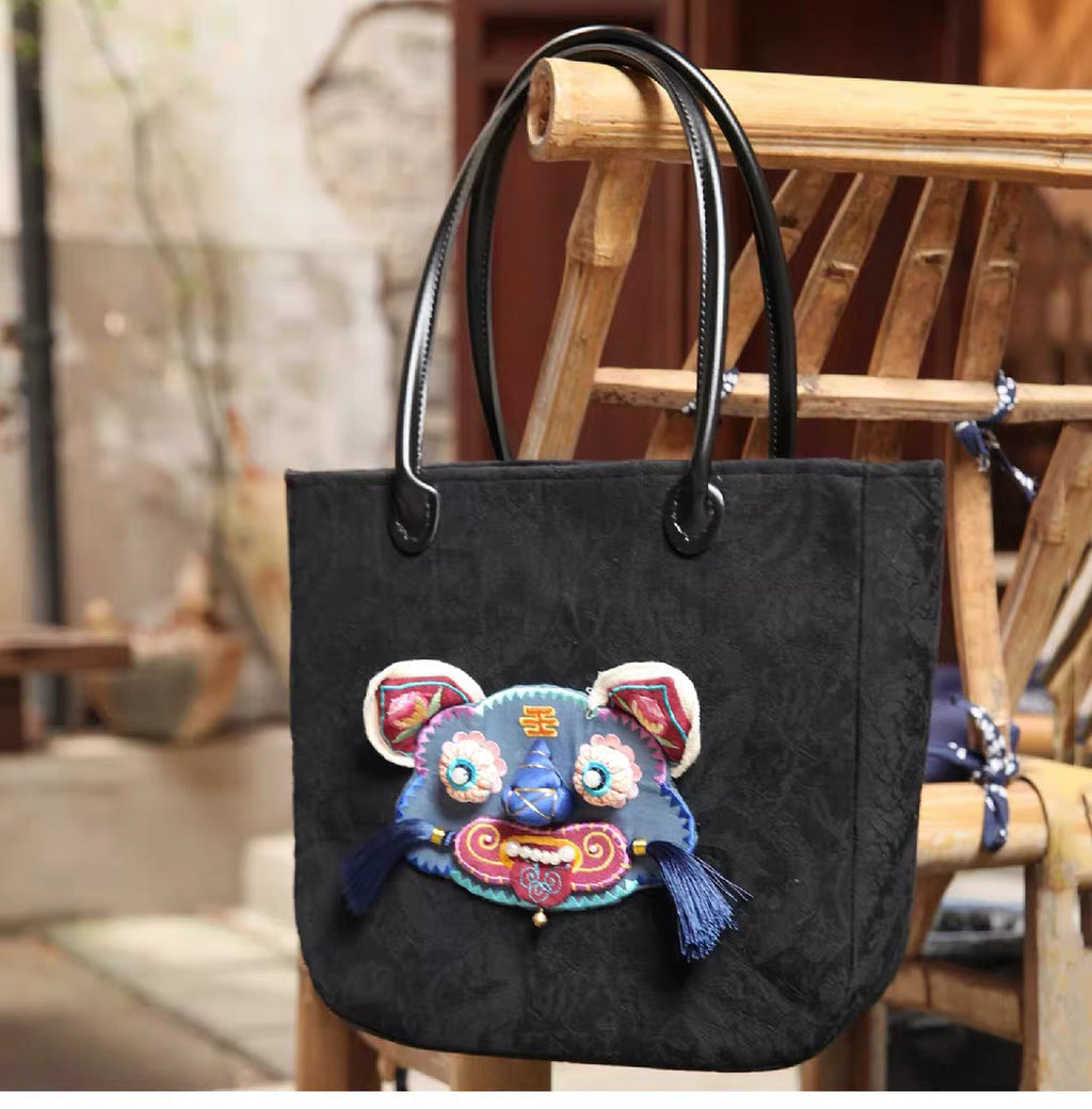 Embroidered Bag| Handmade Tiger Head Embroidered | Good Luck Blessing | Miao Embroidery