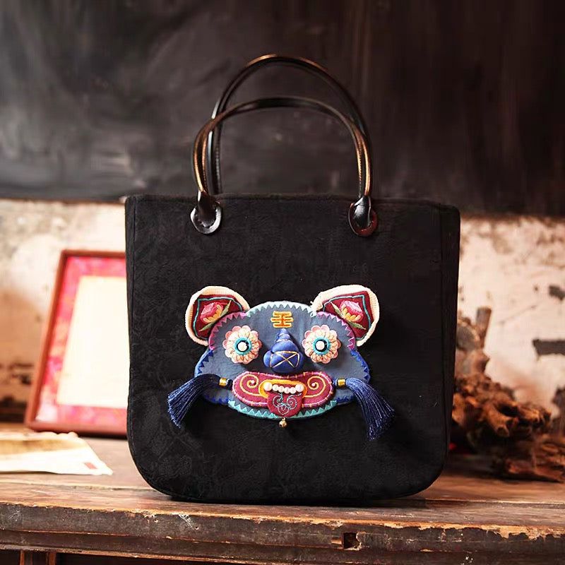 Embroidered Bag| Handmade Tiger Head Embroidered | Good Luck Blessing | Miao Embroidery